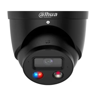 Camera supraveghere IP Dome cu iluminare duala Dahua WizSense Active Deterrence TiOC IPC-HDW3549H-AS-PV-0280B-S5-BLACK, 5 MP, IR/lumina alba 30 m, 2.8 mm, microfon si difuzor, slot card, sir