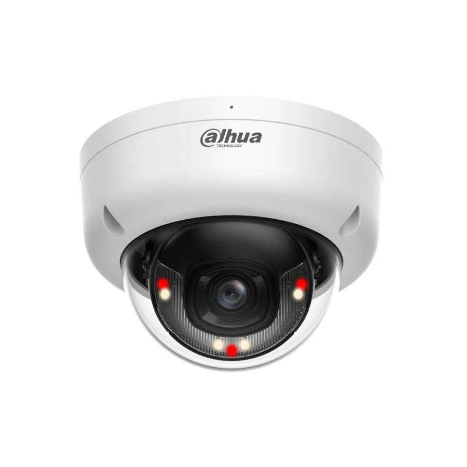 Camera supraveghere exterior IP Dome cu iluminare duala Dahua Smart Dual Light IPC-HDBW1839E1-A-IL, 8 MP, 2.8 mm, IR/lumina alba 30 m, microfon, PoE