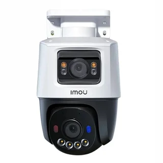 Camera supraveghere IP Dome rotativa exterior cu lentila duala PT Imou Active Deterrence IPC-PS70FP-10M0, 5 + 5 MP, 3.6 mm, IR 30 m, microfon si difuzor, slot card, detectie om / vehicul, sm