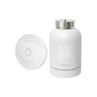Kit valva termostatica smart pentru calorifer cu hub Gateway Imou KIT-TRV1-EU-2, Zigbee 3.0, 100 m, ajustare automata