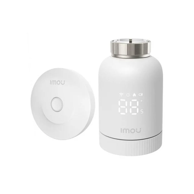 Kit valva termostatica smart pentru calorifer cu hub Gateway Imou KIT-TRV1-EU-2, Zigbee 3.0, 100 m, ajustare automata