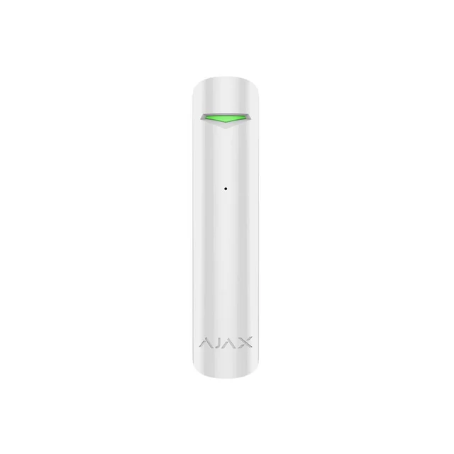 Detector de geam spart wireless Ajax GlassProtect WH, 9 m, 180 grade, contact NC, 868 MHz, RF 1000 m, alb