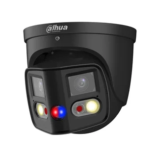 Camera supraveghere IP Dome cu lentila duala Dahua WizSense TiOC Duo Active Deterrence IPC-PDW3849-A180-E2-AS-PV-0280B-BLACK, 2x 4MP, 2.8mm, IR 25m, lumina alba 20m, microfon si difuzor, slo