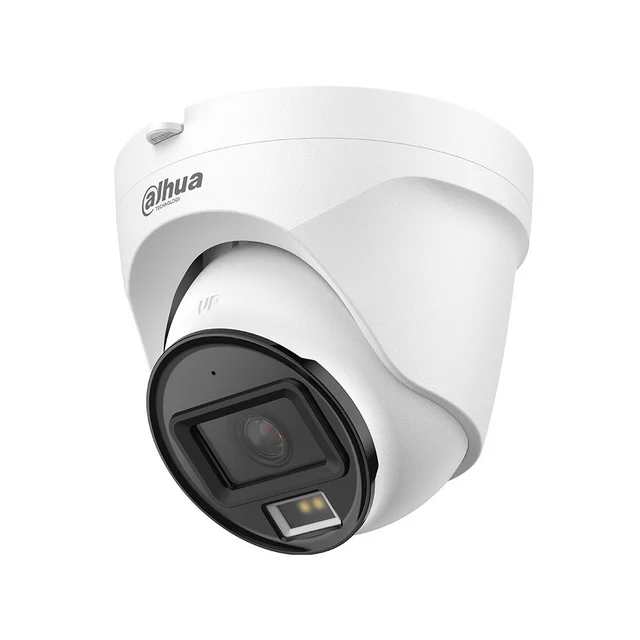 Camera supraveghere IP Dome cu iluminare duala Dahua IPC-T1E49-A-IL-0280B-S2, 4 MP, 2.8 mm, IR 30 m, lumina alba 15 m, microfon, detectie persoane, PoE