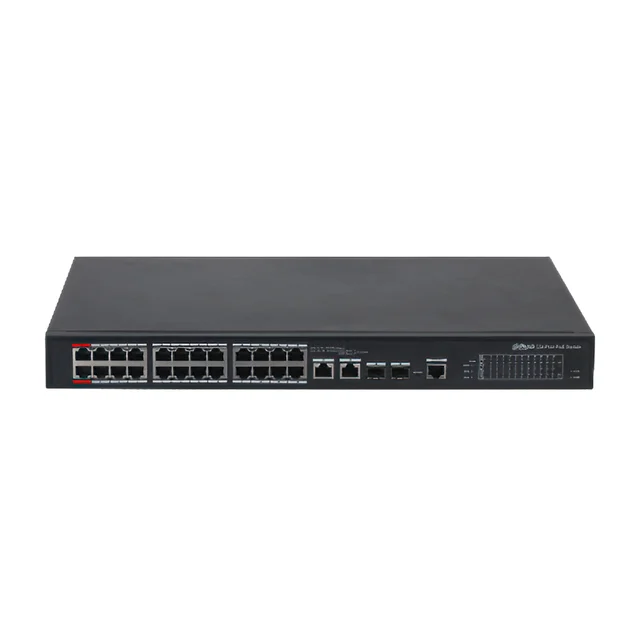Switch PoE cu 24 porturi Dahua PFS4226-24ET-360-V3, 100 Mbps, 4K MAC, Cu management