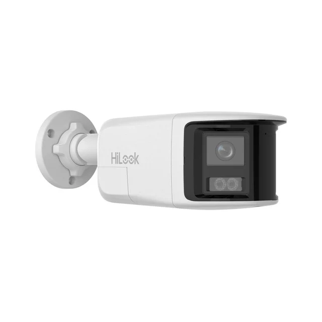 Camera supraveghere exterior IP panoramica cu iluminare duala Hikvision HiLook IPC-B460HAD-LUF/SL, 6 MP, 2.8 mm, IR/lumina alba 30 m, microfon si difuzor, slot card, PoE, lumina strobosco…