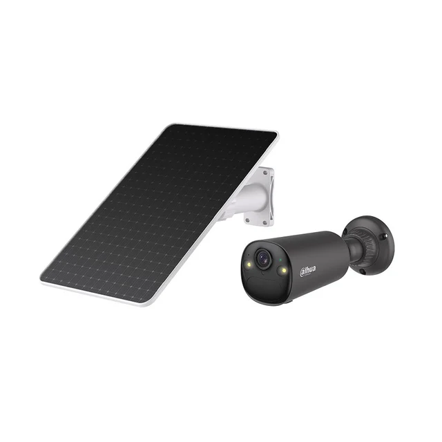 Camera supraveghere wireless 4G cu panou solar si iluminare duala Dahua AOV KIT/BF4CA-4G-0210B-XL/M0508, 4 MP, 2.1 mm, IR/lumina calda 15-20 m, PIR 12 m, acumulator, difuzor, slot card, d…