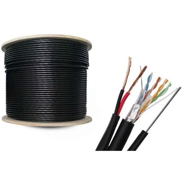 Cablu CAT5E FTP CCA + alimentare si sufa LinkPower LINK-FTP CCA-AUTO+2C, pret/305 m, negru