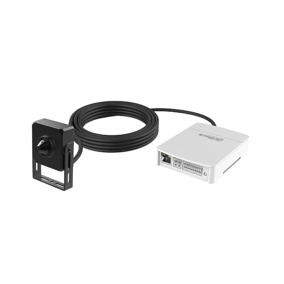 Kit microcamera video pinhole IP Dahua WizMind ArcticPro IPC-HUM8441-E1-L4, 4 MP, 2.8 mm, protectie perimetrala, detectie faciala, slot card, PoE
