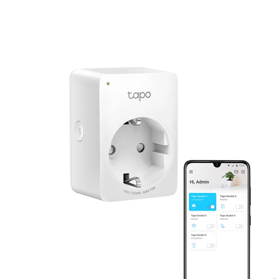 Priza smart WiFi TP-link Tapo P100(1-pack), 2.4 GHz, control de pe telefon