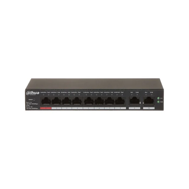 Switch cu 10 porturi Gigabit Dahua CS4010-8GT-110, 8 porturi PoE, 10/100/1000 Mbps, cu cloud management
