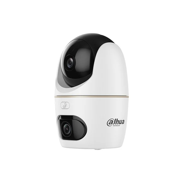 Camera supraveghere WiFi interior Dahua H3D‑3F, Dual‑Lens 3 + 3MP, Pan/Tilt 360, WiFi 6 Dual‑Band, Smart Dual Light, Detectie AI persoane si animale, Auto Tracking, Alarma sonora si lumin…