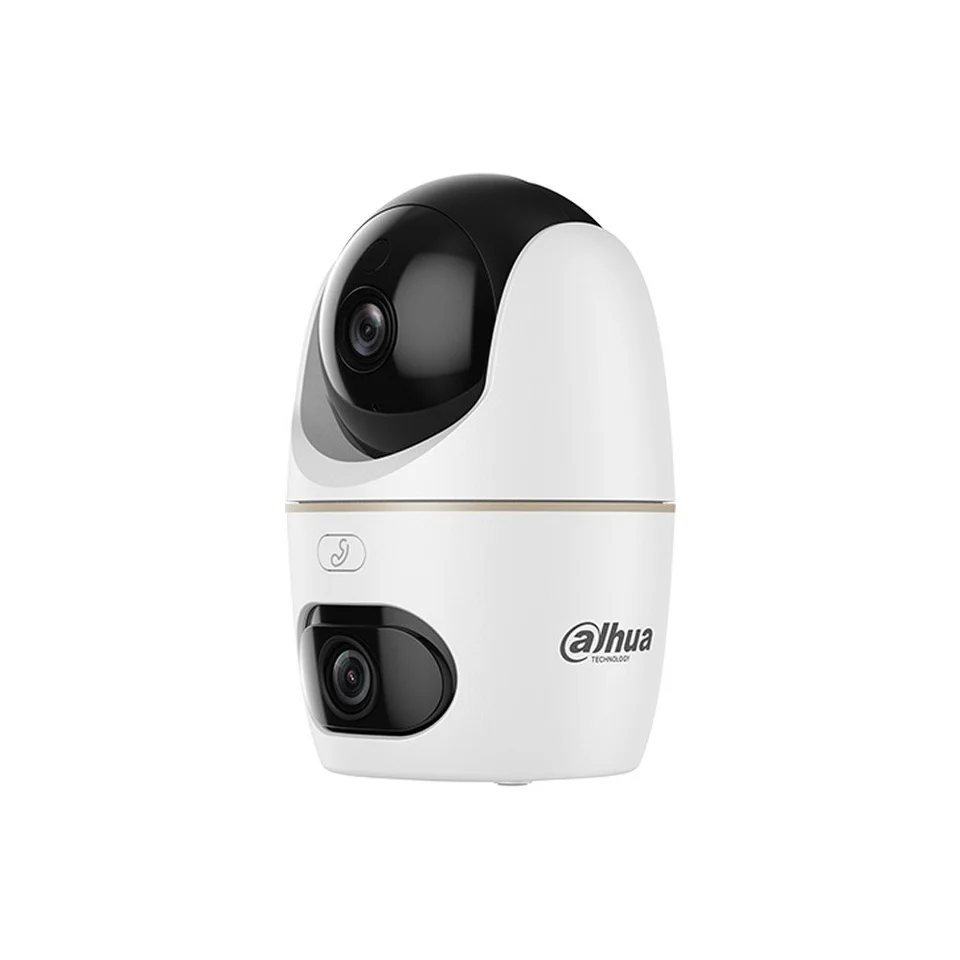Camera supraveghere WiFi interior Dahua H3D‑3F, Dual‑Lens 3 + 3MP, Pan/Tilt 360, WiFi 6 Dual‑Band, Smart Dual Light, Detectie AI persoane si animale, Auto Tracking, Alarma sonora si lumin…
