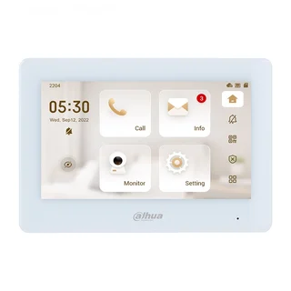 Videointerfon de interior IP WiFi Dahua VTH5421HW-W, ecran 7 inch, 2.4GHz, touchscreen, slot card, difuzor, aparent, 6 intrari alarma, PoE, alb