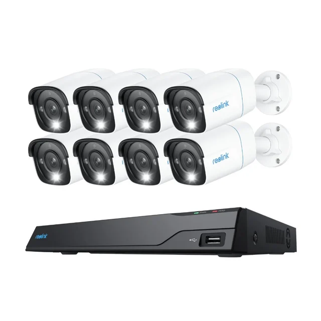Sistem supraveghere exterior IP Reolink NVS16-8MB8, 8 camere, 4K, 2.8 mm, IR/lumina alba 30 m, spotlight, PoE, vizualizare de pe telefon, detectie persoane/vehicule, microfon si difuzor, …