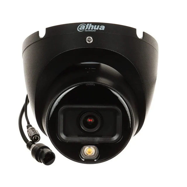 Camera supraveghere IP Dome cu iluminare duala Dahua IPC-HDW1639T-A-IL-0280B-S6-BLACK, 6 MP, 2.8 mm, IR/lumina calda 30 m, microfon, detectie persoane, PoE, neagra