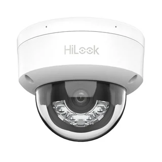 Camera supraveghere IP Dome cu iluminare duala Hikvision HiLook IPC-D120HA-LU, 2 MP, IR/lumina alba 30 m, 2.8 mm, microfon, detectare miscare, PoE