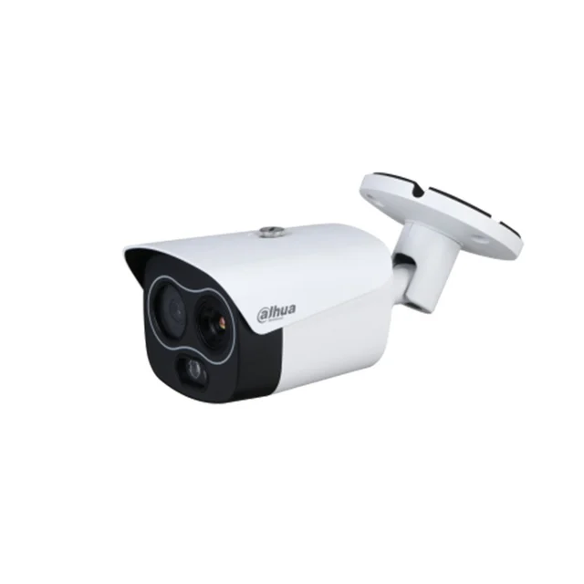 Camera supraveghere termica IP exterior Dahua TPC-BF1241-B7F8-DW-S8, 4 MP, 7/8 mm, termoviziune 256x192, IR 30 m, slot card, detectie caldura / fum, masurare temperatura, alarma audio si …