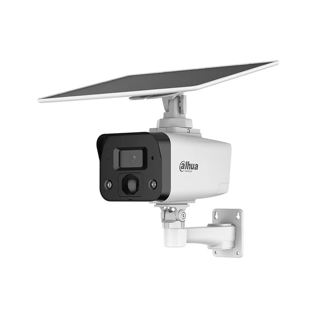 Camera supraveghere IP exterior GSM 4G cu iluminare duala si panou solar Dahua Active Deterrence IPC-HFW2441DG-4G-SP-B-0360B-MAX, 4 MP, 3.6 mm, IR 30 m, Iumina alba 20 m, microfon si difu…