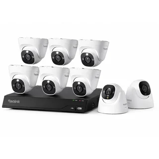 Sistem supraveghere IP Dome Reolink NVS16-8MD8, 8 camere, 8 MP, IR 30 m, 4 mm, microfon, detectie om/vehicul, PoE, HDD 4 TB inclus