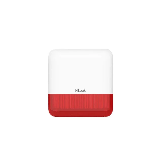 Sirena wireless exterior HiLook ALARM-S201-E-WE, 110 dB, 868 MHz, raza 1600 m, rosie, autonomie baterie 3 ani, IP65