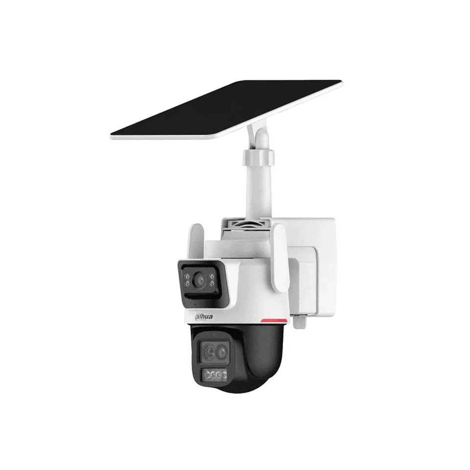 Camera supraveghere 4G PTZ cu lentila tripla si panou solar Dahua IPC-PTS2649C-3E3Z-4GB20-3684/0280B-PRO, 3 MP, 2.8mm/3.6 mm/8.4 mm, lumina alba 50 m, acumulator 7800 mAh, microfon si dif…