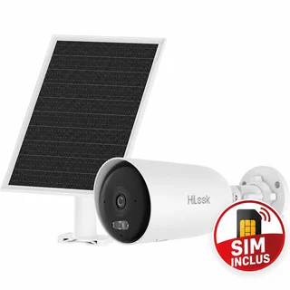 Camera supraveghere 4G LTE cu panou solar si iluminare duala Hikvision HiLook AOV IPC-CFS04/4G-SIM, 4 MP, 2.8 mm, IR/lumina alba 30 m, slot card, microfon si difuzor, acumulator 9000 mAh, al
