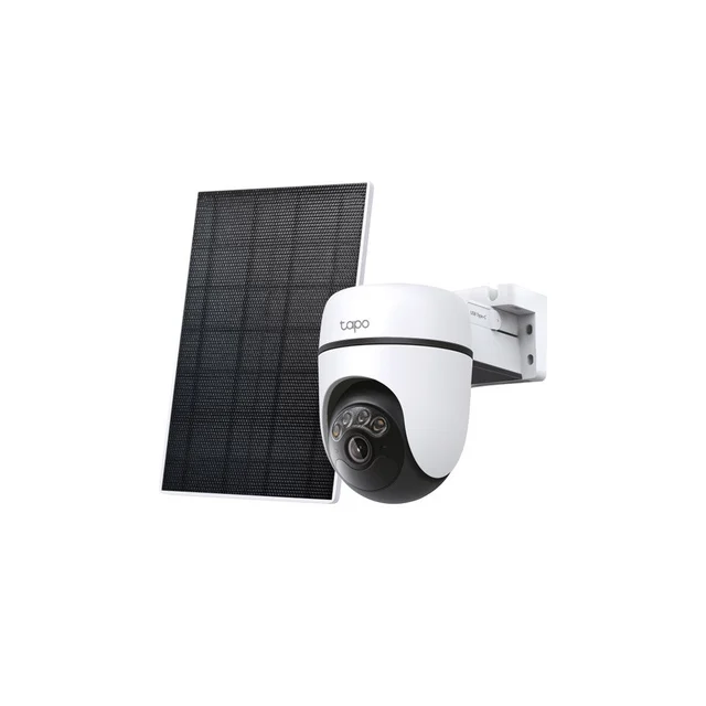 Camera supraveghere WiFi PT cu panou solar TP-Link Tapo C630 KIT, 5MP, 4 mm, IR/Lumina alba 16 m, microfon si difuzor, acumulator 6700 mAh, sirena, slot card