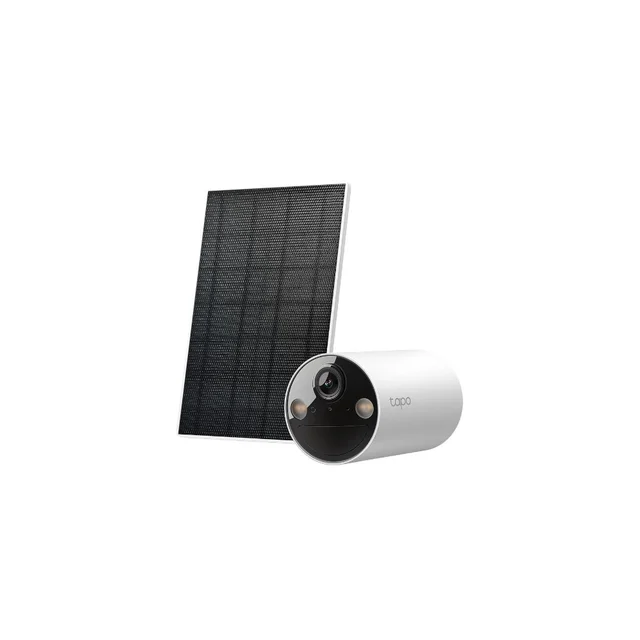 Camera supraveghere wireless WiFi cu panou solar TP-Link Tapo Full Color TC82 KIT, 2K, 3.17 mm, IR/lumina alba 9 m, microfon si difuzor, slot card, Detectie persoane cu AI, sirena integrata