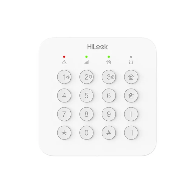Tastatura pentru sisteme de alarma wireless Hikvision HiLook ALARM-K201B-WE, LED, 868MHz, butoane fizice, alimentare 4 baterii AA