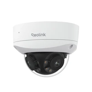 Camera supraveghere IP Dome cu lentila duala Reolink Duo 3V P757, 8+8 MP,  2.8 mm, IR 30 m, 180 grade, microfon si difuzor, night vision color, detectie om/vehicul/animal, timelapse, slot ca