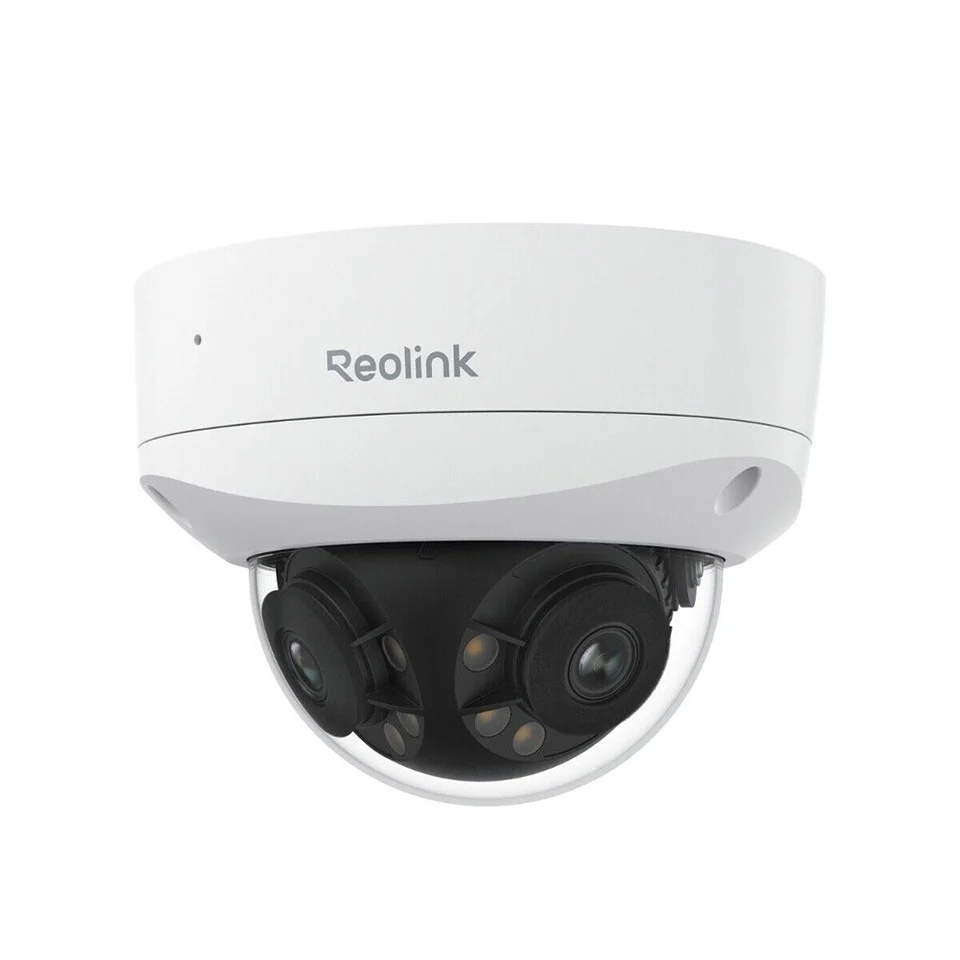 Camera supraveghere IP Dome cu lentila duala Reolink Duo 3V P757, 8+8 MP,  2.8 mm, IR 30 m, 180 grade, microfon si difuzor, night vision color, detectie om/vehicul/animal, timelapse, slot…