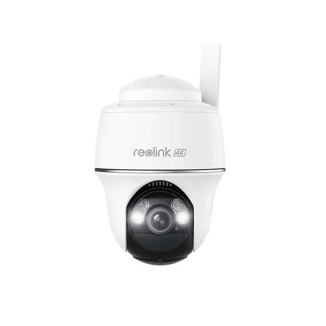 RESIGILAT - Camera supraveghere wireless WiFi rotativa Speed Dome Reolink Argus PT Ultra B440, 4K, IR/lumina alba 10 m, microfon, dual band, acumulator 6000 mAh, PIR, slot card