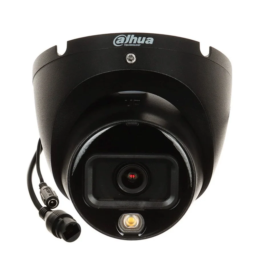 Camera supraveghere IP Dome cu iluminare duala Dahua IPC-HDW1839T-A-IL-0280B-S6-BLACK, 8 MP, 2.8 mm, lumina duala alba/IR 30 m, microfon, detectie persoana, PoE, neagra