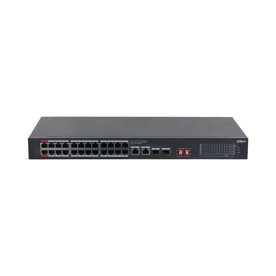 Switch PoE Gigabit Dahua S3228-24GT-375, 28 porturi, 2x Uplink, 2x SFP, 375 W, fara management