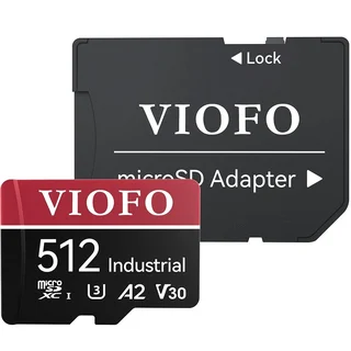 Card de memorie MicroSD Viofo Industrial, 512 GB, U3 A2 V30, viteza scriere 90Mb/s, viteaza citire 100 Mb/s, suporta 4K, video 3D si burst mode, adaptor, recomandat camere auto VIOFO