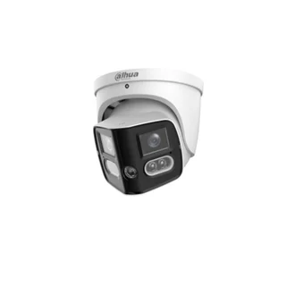 Camera supraveghere IP Dome panoramica cu lentila si iluminare duala Dahua WizSense TiOC AcuPick IPC-PDW3859-A180-E2-AS-PV, 2 x 4 MP, 2.8 mm, IR/lumina calda 30 m, detectie AI, alarma, micro