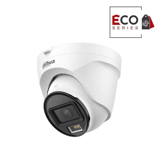 Camera supraveghere IP Dome cu iluminare duala Dahua Eco Series Smart Dual Light IPC-T1E49-A-IL-0280B-S3, 4MP, 2.8 mm, IR/lumina alba 30 m, microfon, PoE