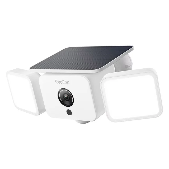 Camera supraveghere wireless IP WiFi cu panou solar Reolink All-in-One Floodlight F310B, 4MP,  2.3mm, IR 10 m, PIR 10 m, 3W, microfon si difuzor, acumulator 7800mAh, night vision color, s…