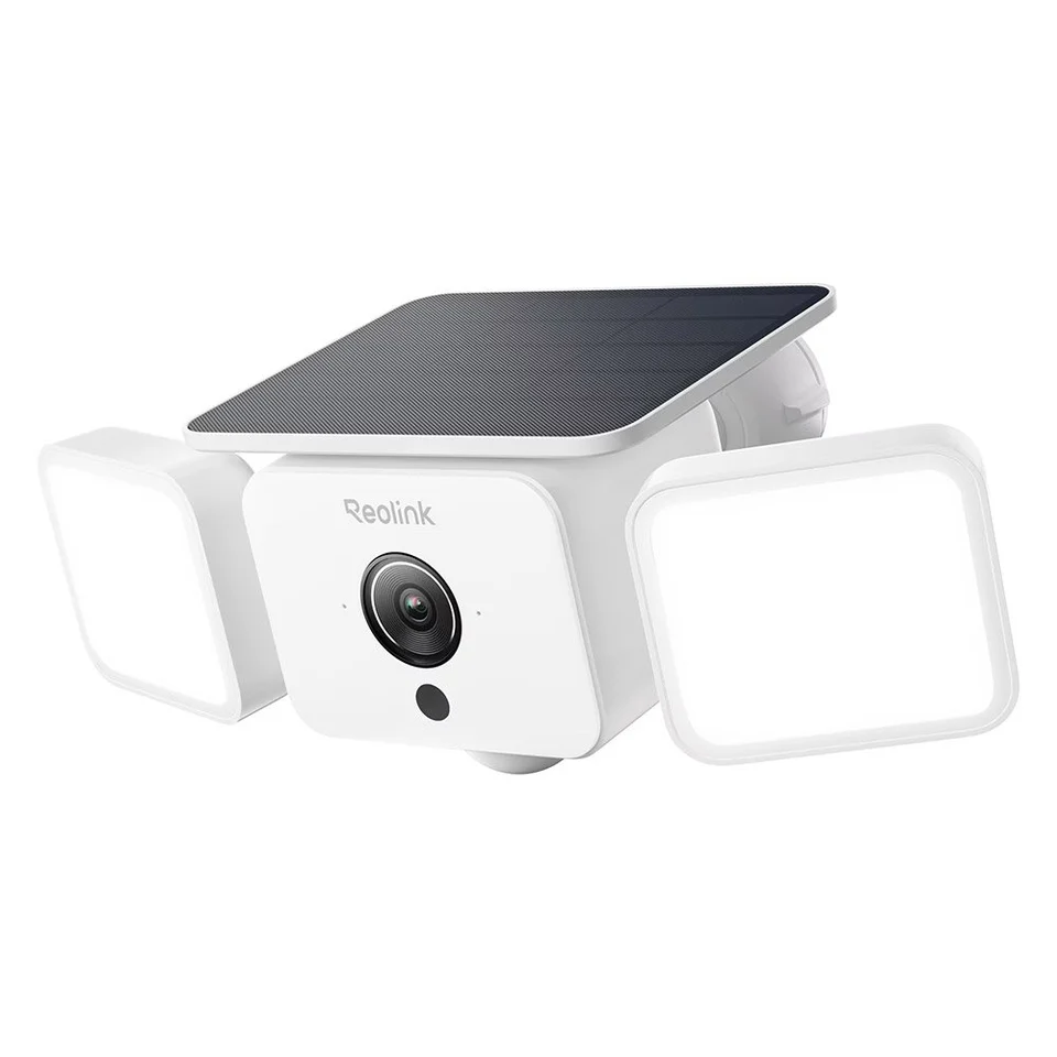 Camera supraveghere wireless IP WiFi cu panou solar Reolink All-in-One Floodlight F310B, 4MP,  2.3mm, IR 10 m, PIR 10 m, 3W, microfon si difuzor, acumulator 7800mAh, night vision color, s…