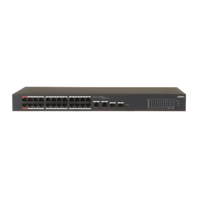 Switch rackabil cu 28 porturi Dahua CS4228-24GT-375, 24 porturi PoE, 2 porturi SFP, 2 porturi RJ-45 uplink , PoE Watchdog, Cloud Management