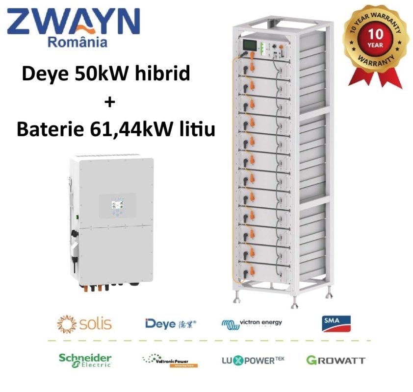 Invertor DEYE 50kW + Stocare 61.44kWh LiFePo4